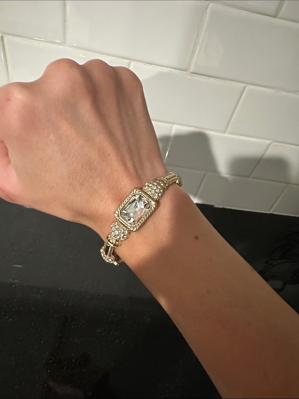 Gold-Tone Crystal Bracelet Watch - Elegant Women's Jewelry